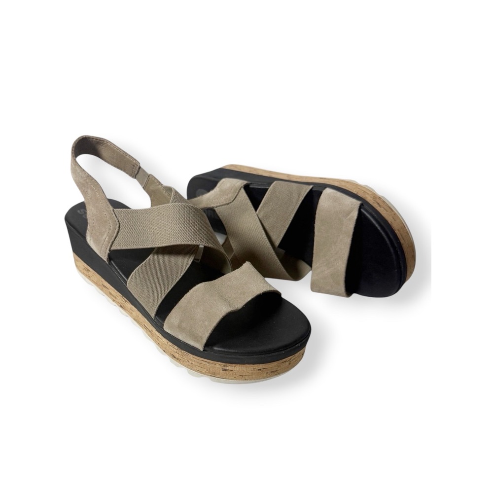 SOREL Cameron Flatform Slingback Sandal Omega Taupe Sea Salt Size 8